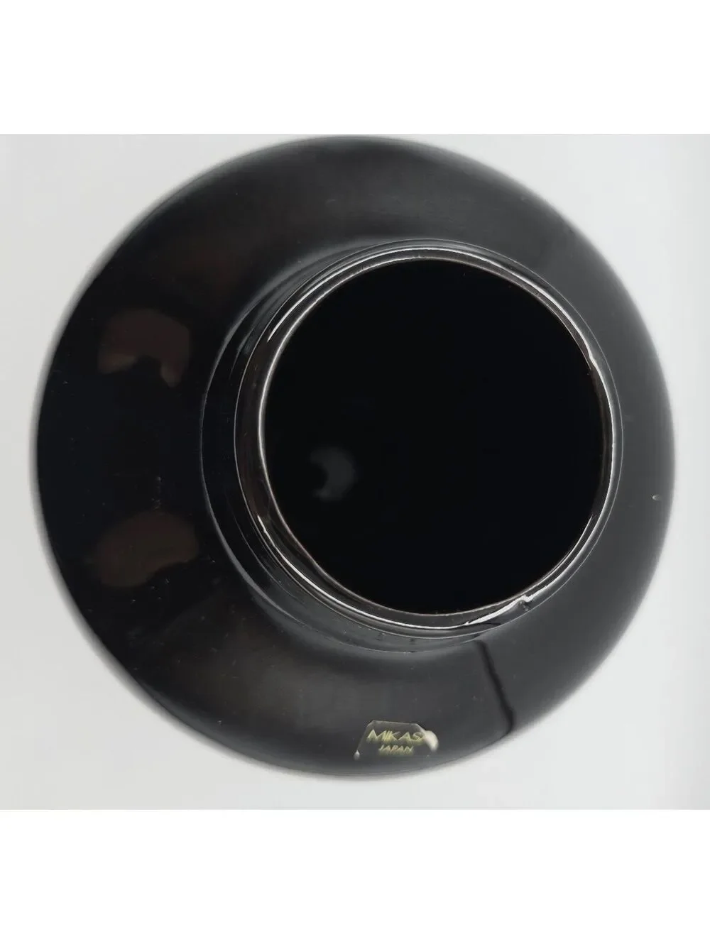 Vintage Larry Laslo for Mikasa Black Ceramic Vase Japan 1980s Modernist 9.5